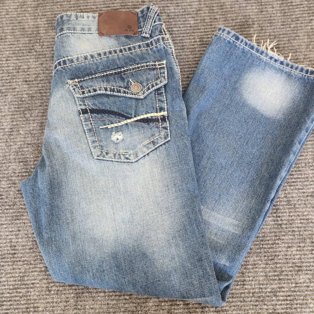 CJ Black Men's 34x30(tag) Blue Denim Straight  Medium Wash Distressed Jeans